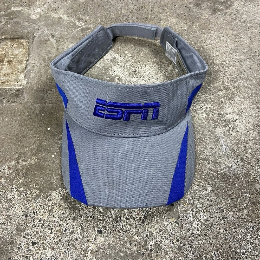 Vintage 90s Top Of The World ESPN Visor Strap Back Adjustable Gray Sports Logo